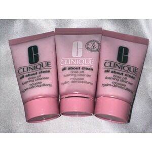 Lot of 3 CLINIQUE All About Clean Rinse-off Foaming Cleanser 1oz/30ml = 3 Oz NEW